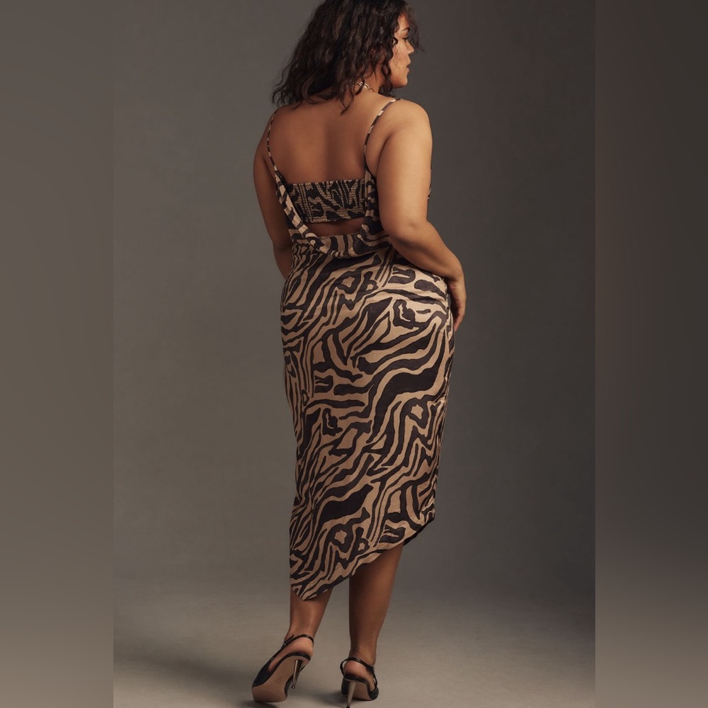 ✨ Anthropologie Sleeveless Draped-Back Asymmetrical Slip Midi Dress Sz 16 - Picture 2 of 10